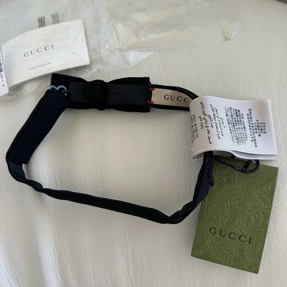 NWT GUCCI SILK BOW TIE BLACK 722316 Bow Tie Mens